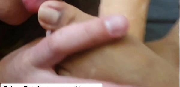  Lesbian footjob with dildo, feet licking - Briana Banderas